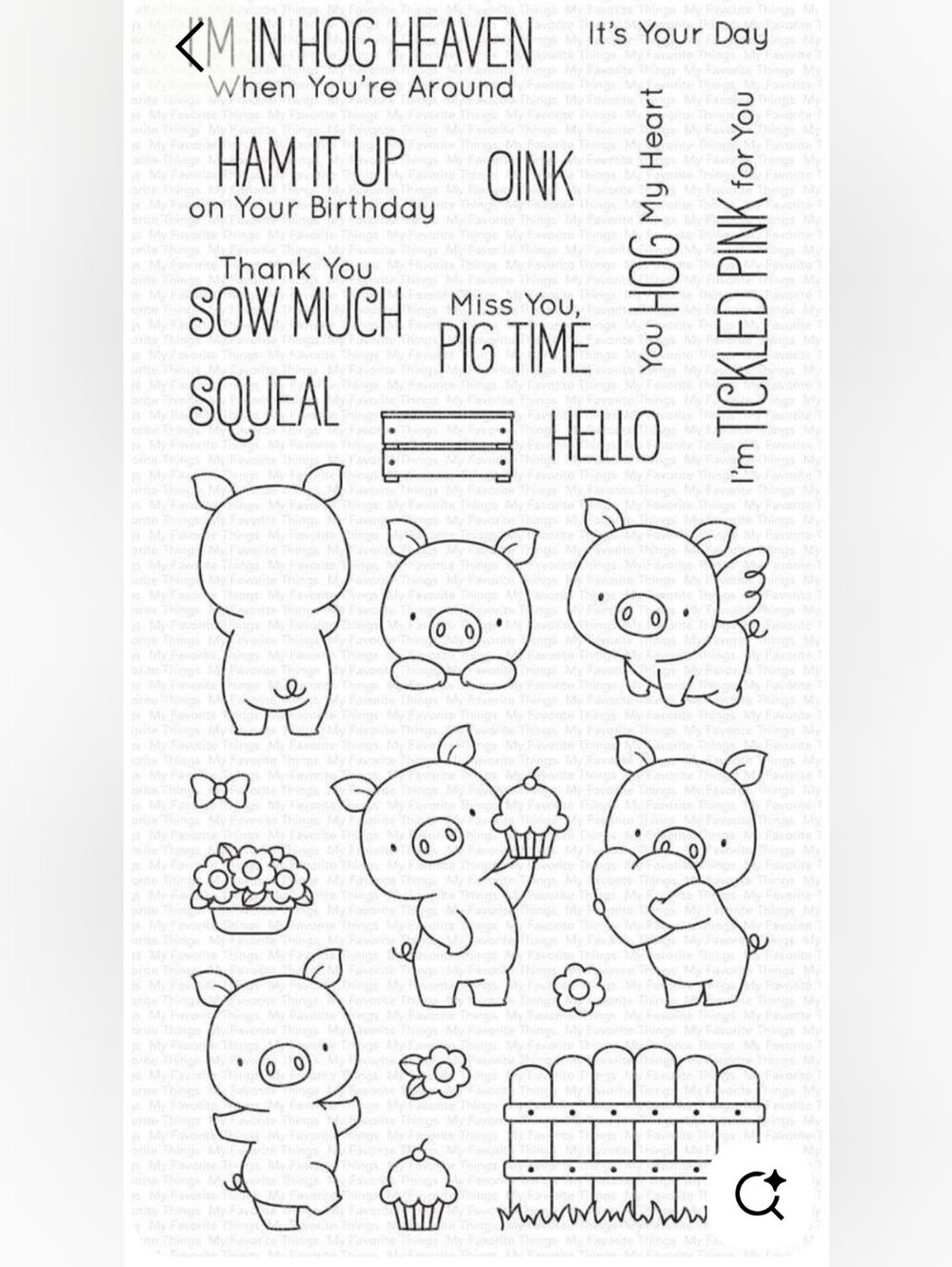 Black Line Pig Illustration Stamp Set -